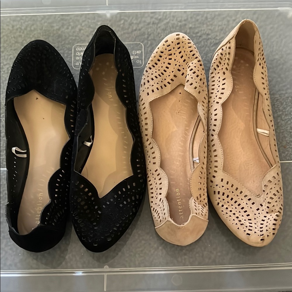 Intentionally Blank Women's Black and Tan Flats Bundle